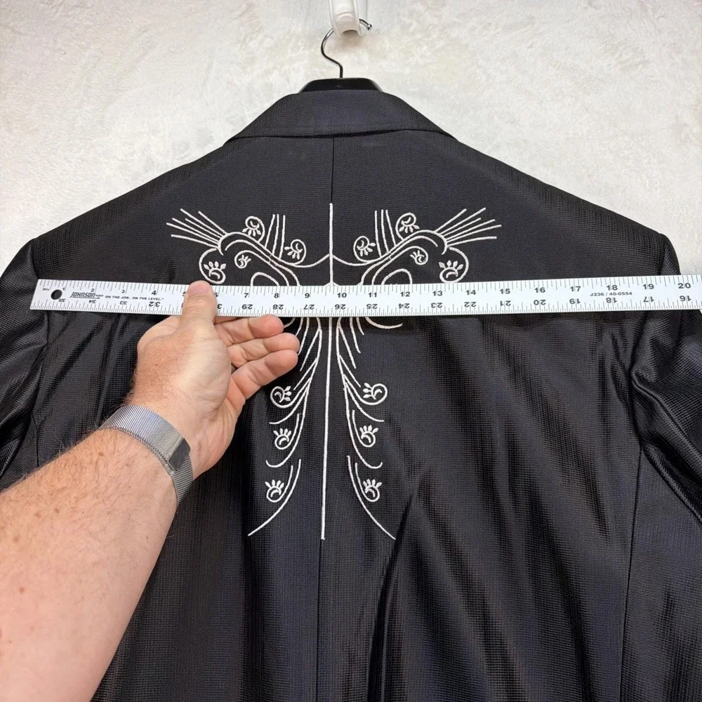 Vintage Western Suit Mens 46R 38 Cowboy Stage Embroidered Rockabilly Black
